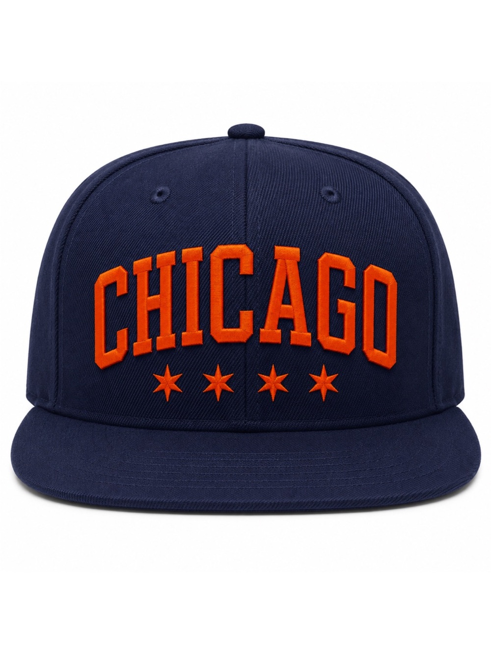 ❤️‍🔥 Chicago Navy Orange Snapback Hat Streetwear Flat Bill Embroidered w/ Stars